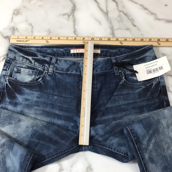 S&P Standards and Practices Cropped Jeans Acid Wash Denim Mid Rise Tie Dye - Picture 5 of 13